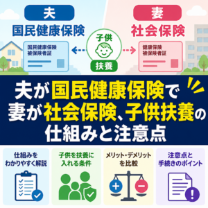 夫が国民健康保険で妻が社会保険、子供扶養の仕組みと注意点