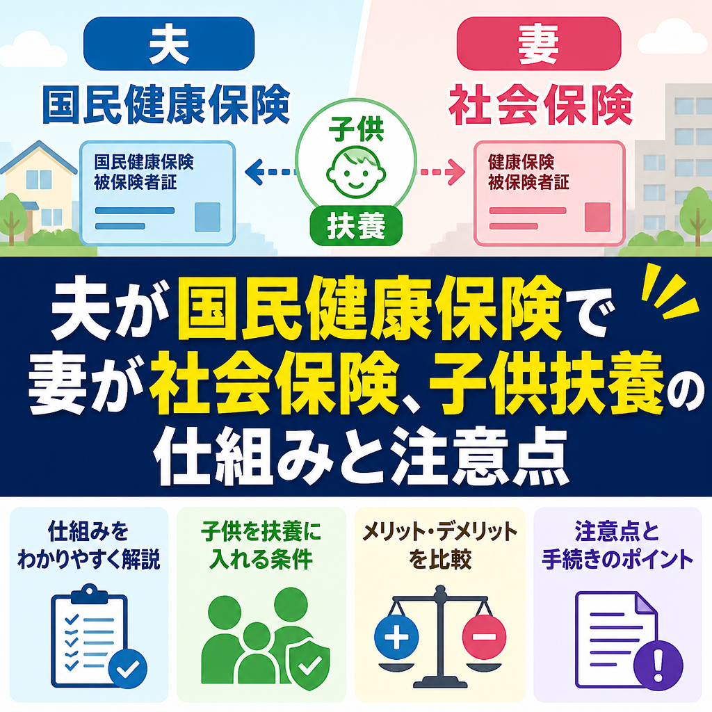 夫が国民健康保険で妻が社会保険、子供扶養の仕組みと注意点