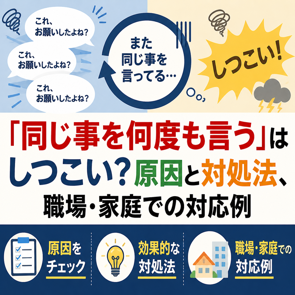 「同じ事を何度も言う」はしつこい？原因と対処法、職場・家庭での対応例